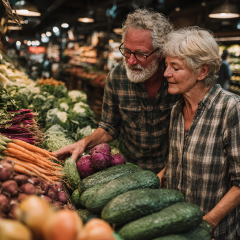 Літня жінка з здоровою їжею